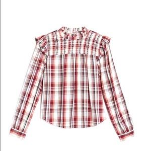 Plaid Smocked Yoke Blouse